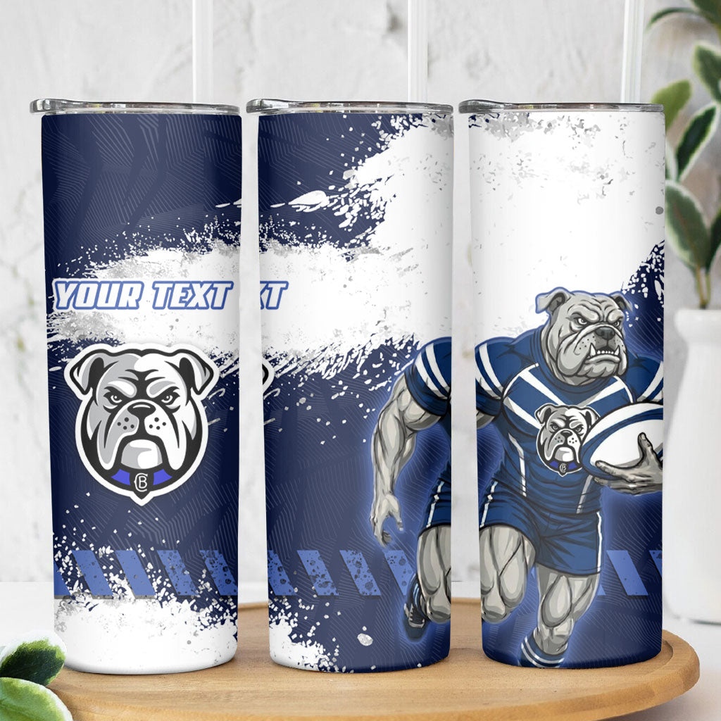 Personalised Canterbury-Bankstown Bulldogs Rugby Skinny Tumbler Berries Mascot - Sporty Splash Art Style