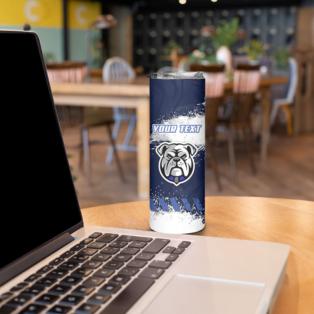Personalised Canterbury-Bankstown Bulldogs Rugby Skinny Tumbler Berries Mascot - Sporty Splash Art Style