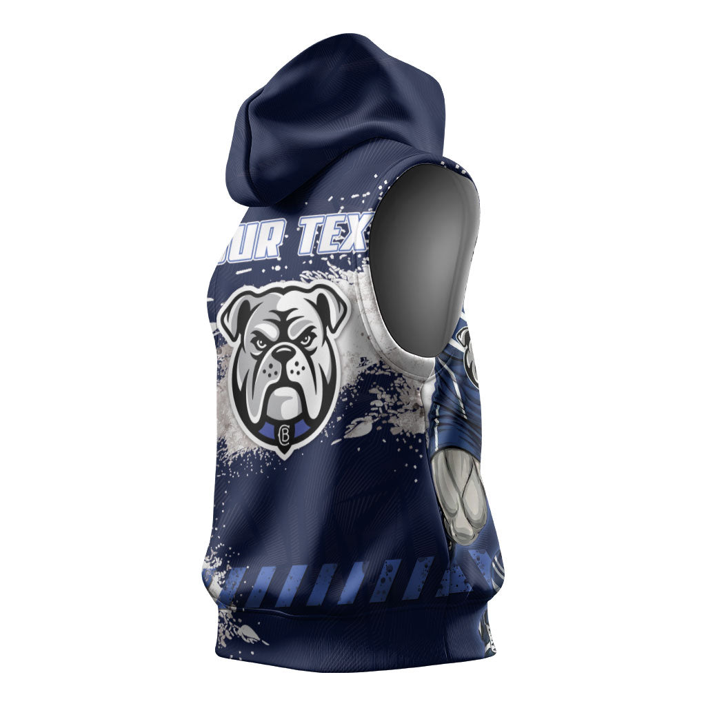 Personalised Canterbury-Bankstown Bulldogs Rugby Sleeveless Hoodie Berries Mascot - Sporty Splash Art Style
