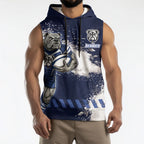 Personalised Canterbury-Bankstown Bulldogs Rugby Sleeveless Hoodie Berries Mascot - Sporty Splash Art Style