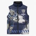 Personalised Canterbury-Bankstown Bulldogs Rugby Sleeveless Puffer Jacket Berries Mascot - Sporty Splash Art Style