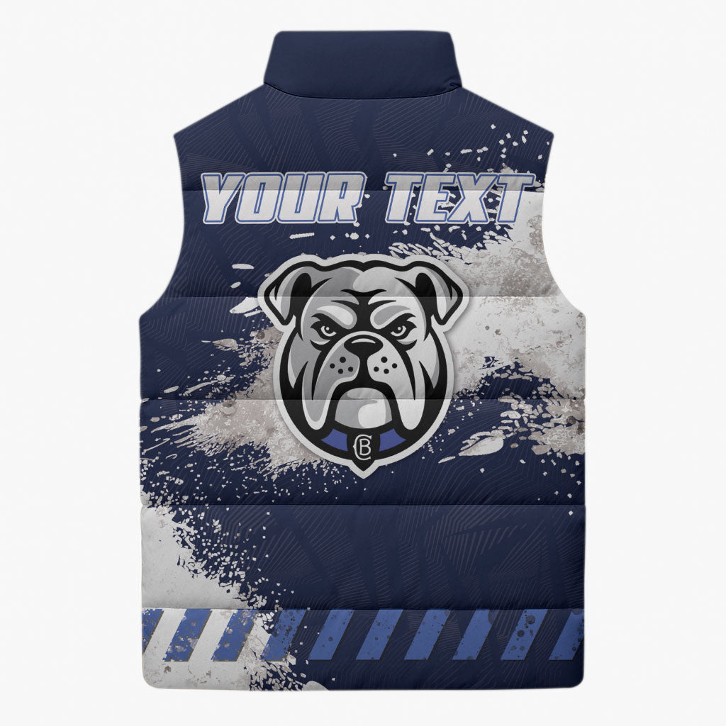 Personalised Canterbury-Bankstown Bulldogs Rugby Sleeveless Puffer Jacket Berries Mascot - Sporty Splash Art Style
