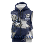 Personalised Canterbury-Bankstown Bulldogs Rugby Sleeveless Zip Hoodie Berries Mascot - Sporty Splash Art Style