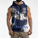 Personalised Canterbury-Bankstown Bulldogs Rugby Sleeveless Zip Hoodie Berries Mascot - Sporty Splash Art Style