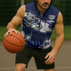 Personalised Canterbury-Bankstown Bulldogs Rugby Sleeveless Zip Hoodie Berries Mascot - Sporty Splash Art Style