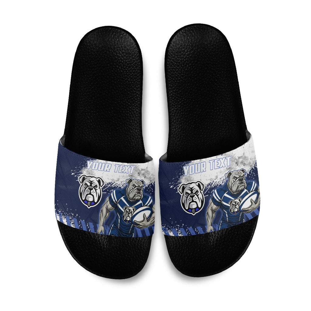 Personalised Canterbury-Bankstown Bulldogs Rugby Slide Sandals Berries Mascot - Sporty Splash Art Style