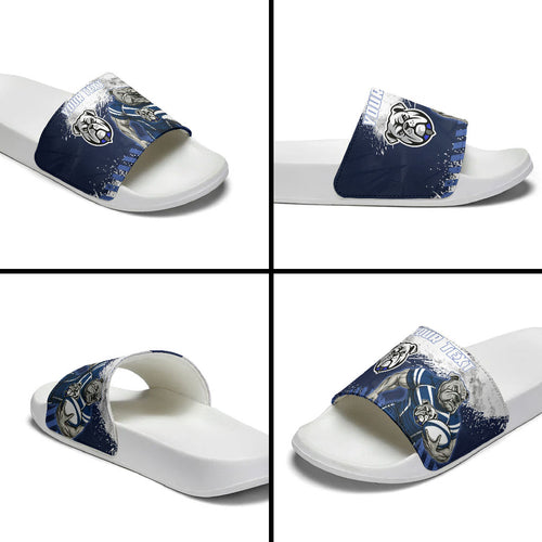 Personalised Canterbury-Bankstown Bulldogs Rugby Slide Sandals Berries Mascot - Sporty Splash Art Style