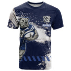Personalised Canterbury-Bankstown Bulldogs Rugby T Shirt Berries Mascot - Sporty Splash Art Style