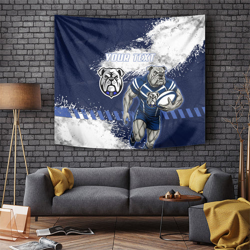 Personalised Canterbury-Bankstown Bulldogs Rugby Tapestry Berries Mascot - Sporty Splash Art Style