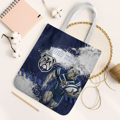 Personalised Canterbury-Bankstown Bulldogs Rugby Tote Bag Berries Mascot - Sporty Splash Art Style