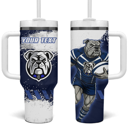 Personalised Canterbury-Bankstown Bulldogs Rugby Tumbler With Handle Berries Mascot - Sporty Splash Art Style