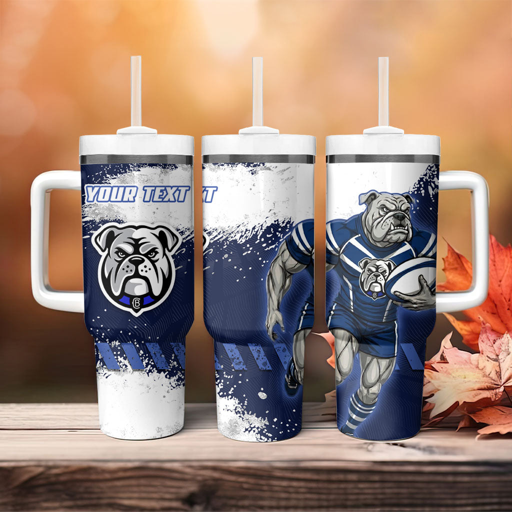 Personalised Canterbury-Bankstown Bulldogs Rugby Tumbler With Handle Berries Mascot - Sporty Splash Art Style