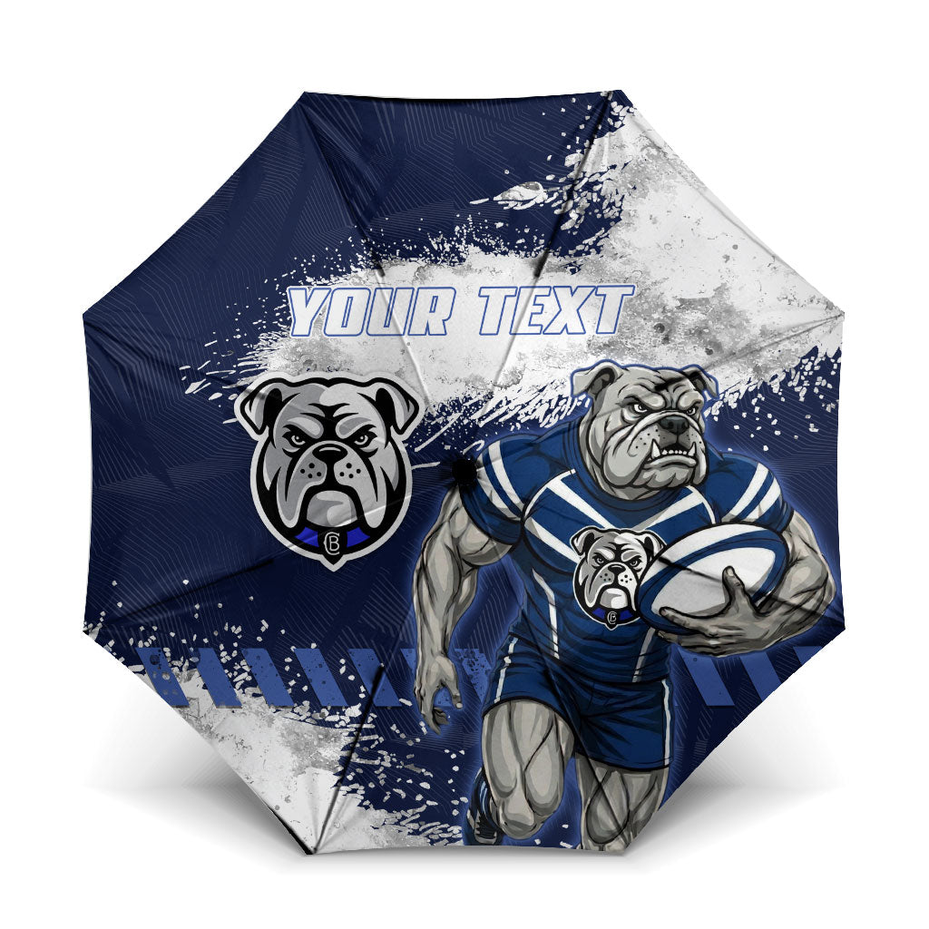 Personalised Canterbury-Bankstown Bulldogs Rugby Umbrella Berries Mascot - Sporty Splash Art Style