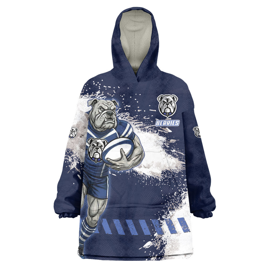 Personalised Canterbury-Bankstown Bulldogs Rugby Wearable Blanket Hoodie Berries Mascot - Sporty Splash Art Style