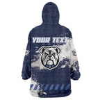 Personalised Canterbury-Bankstown Bulldogs Rugby Wearable Blanket Hoodie Berries Mascot - Sporty Splash Art Style