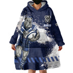 Personalised Canterbury-Bankstown Bulldogs Rugby Wearable Blanket Hoodie Berries Mascot - Sporty Splash Art Style