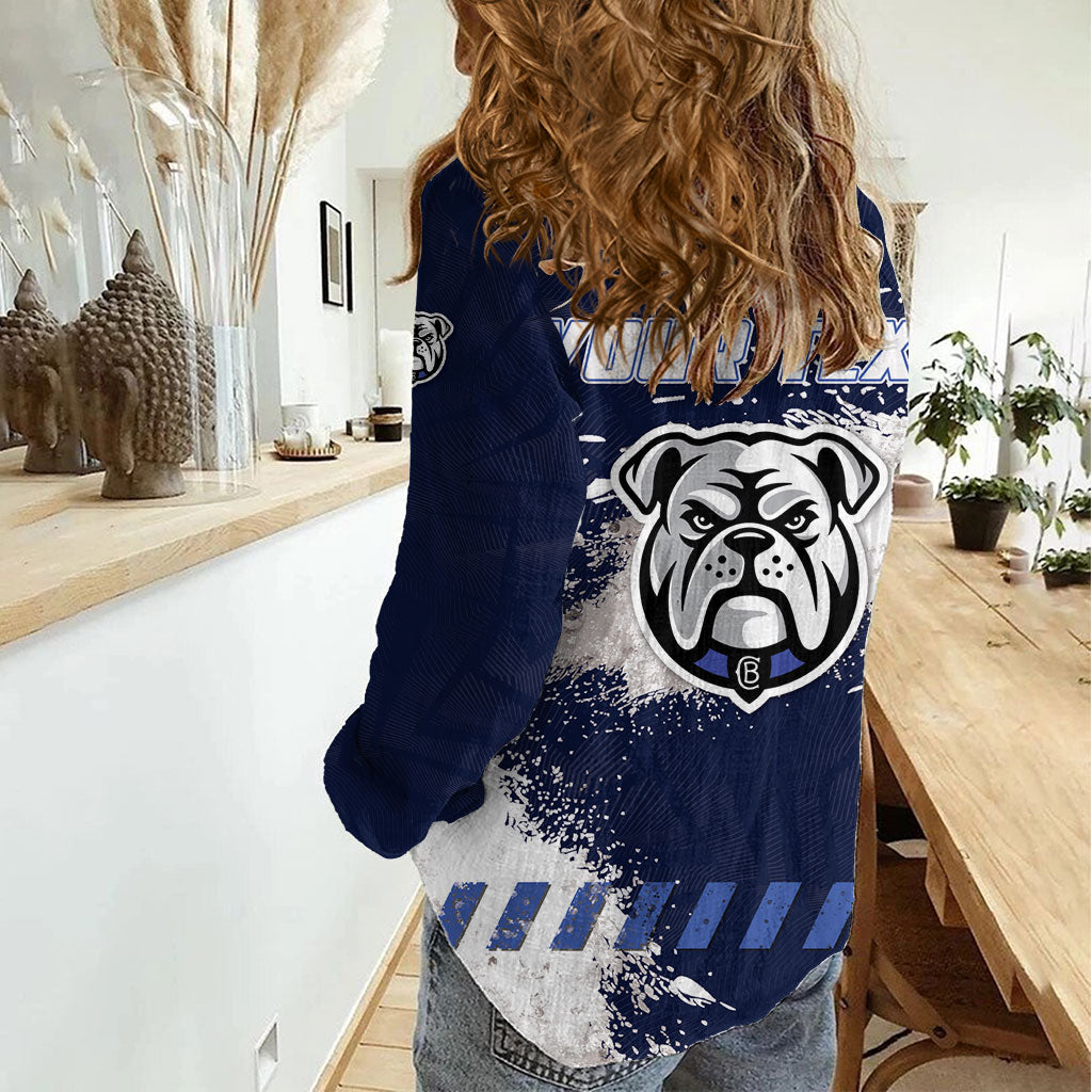 Personalised Canterbury-Bankstown Bulldogs Rugby Women Casual Shirt Berries Mascot - Sporty Splash Art Style