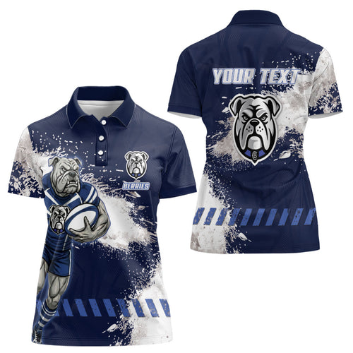 Personalised Canterbury-Bankstown Bulldogs Rugby Women Polo Shirt Berries Mascot - Sporty Splash Art Style