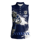 Personalised Canterbury-Bankstown Bulldogs Rugby Women Sleeveless Polo Shirt Berries Mascot - Sporty Splash Art Style