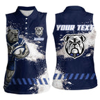 Personalised Canterbury-Bankstown Bulldogs Rugby Women Sleeveless Polo Shirt Berries Mascot - Sporty Splash Art Style