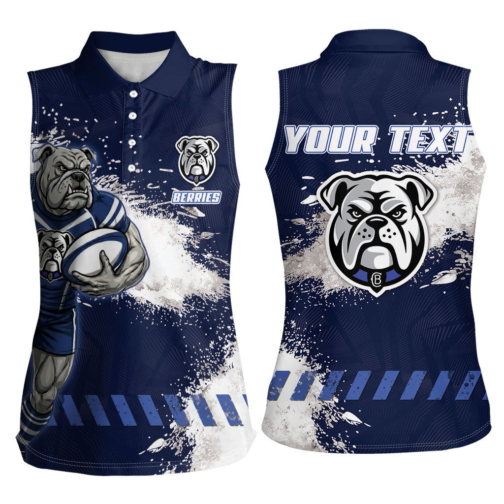 Personalised Canterbury-Bankstown Bulldogs Rugby Women Sleeveless Polo Shirt Berries Mascot - Sporty Splash Art Style