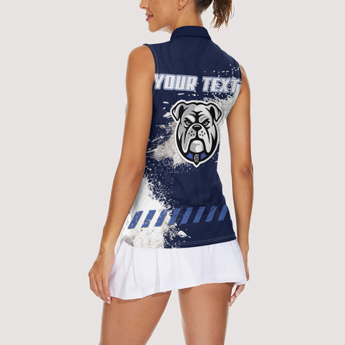 Personalised Canterbury-Bankstown Bulldogs Rugby Women Sleeveless Polo Shirt Berries Mascot - Sporty Splash Art Style