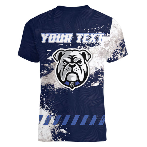Personalised Canterbury-Bankstown Bulldogs Rugby Women V-Neck T-Shirt Berries Mascot - Sporty Splash Art Style