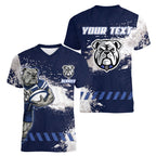 Personalised Canterbury-Bankstown Bulldogs Rugby Women V-Neck T-Shirt Berries Mascot - Sporty Splash Art Style