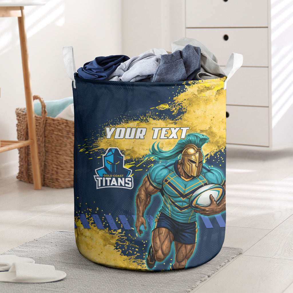 Personalised Gold Coast Titans Rugby Laundry Basket Titans Mascot - Sporty Splash Art Style