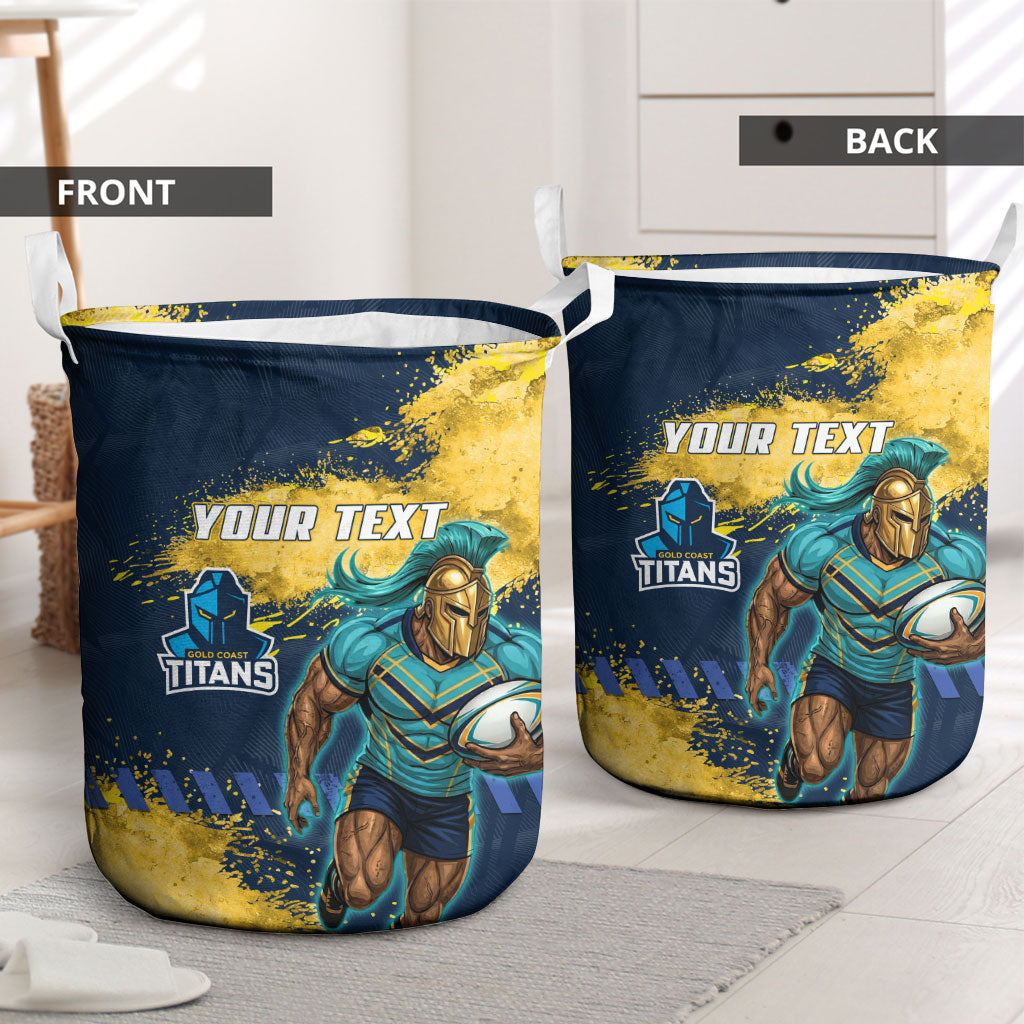 Personalised Gold Coast Titans Rugby Laundry Basket Titans Mascot - Sporty Splash Art Style