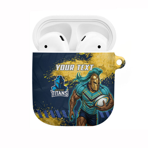 Personalised Gold Coast Titans Rugby AirPods Case Titans Mascot - Sporty Splash Art Style