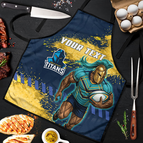 Personalised Gold Coast Titans Rugby Apron Titans Mascot - Sporty Splash Art Style