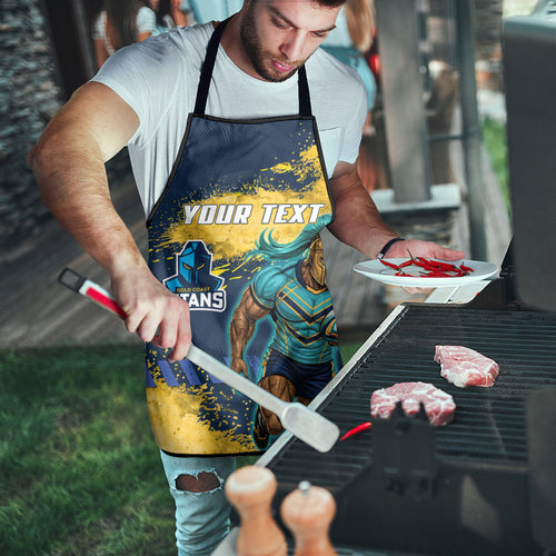 Personalised Gold Coast Titans Rugby Apron Titans Mascot - Sporty Splash Art Style