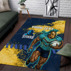 Personalised Gold Coast Titans Rugby Area Rug Titans Mascot - Sporty Splash Art Style