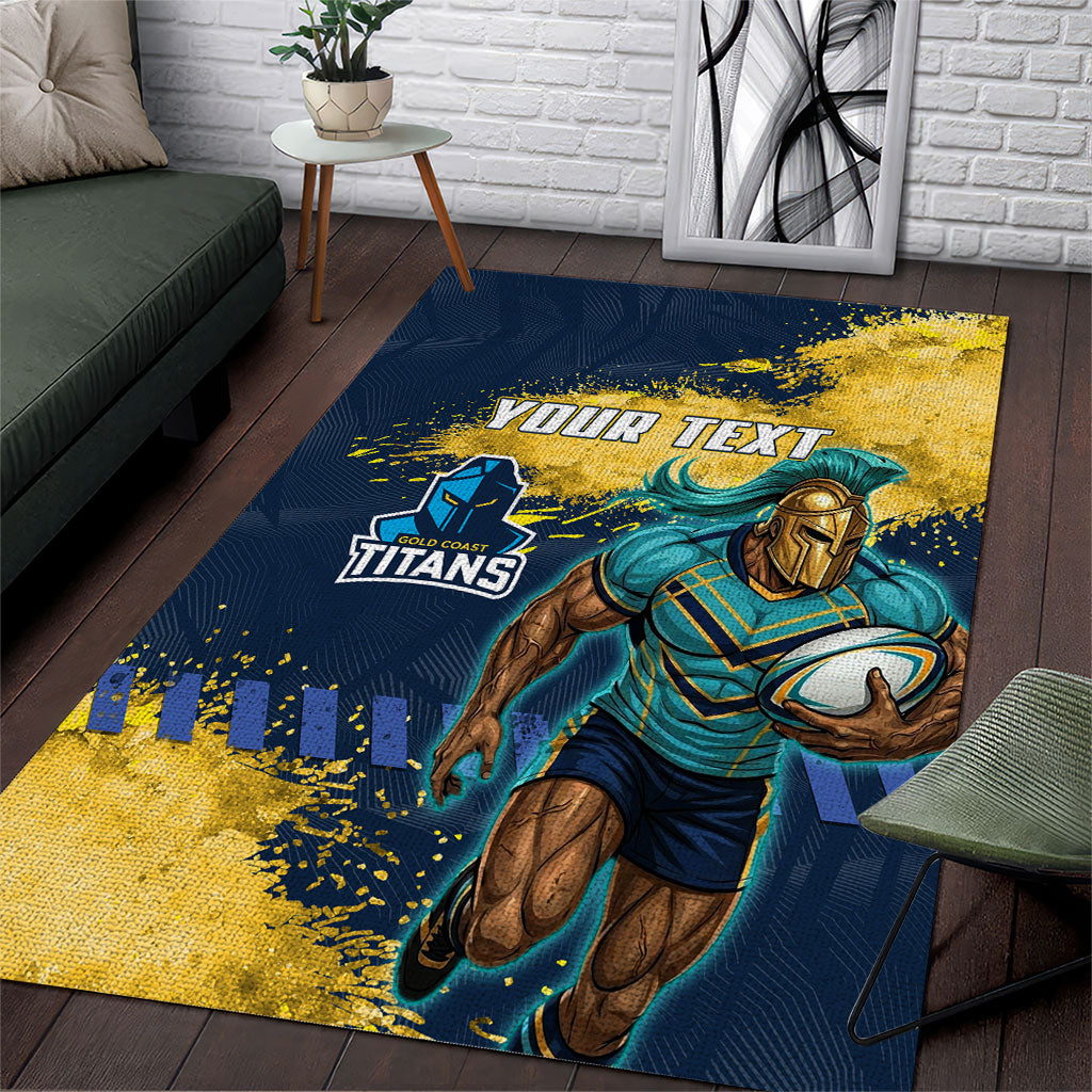 Personalised Gold Coast Titans Rugby Area Rug Titans Mascot - Sporty Splash Art Style