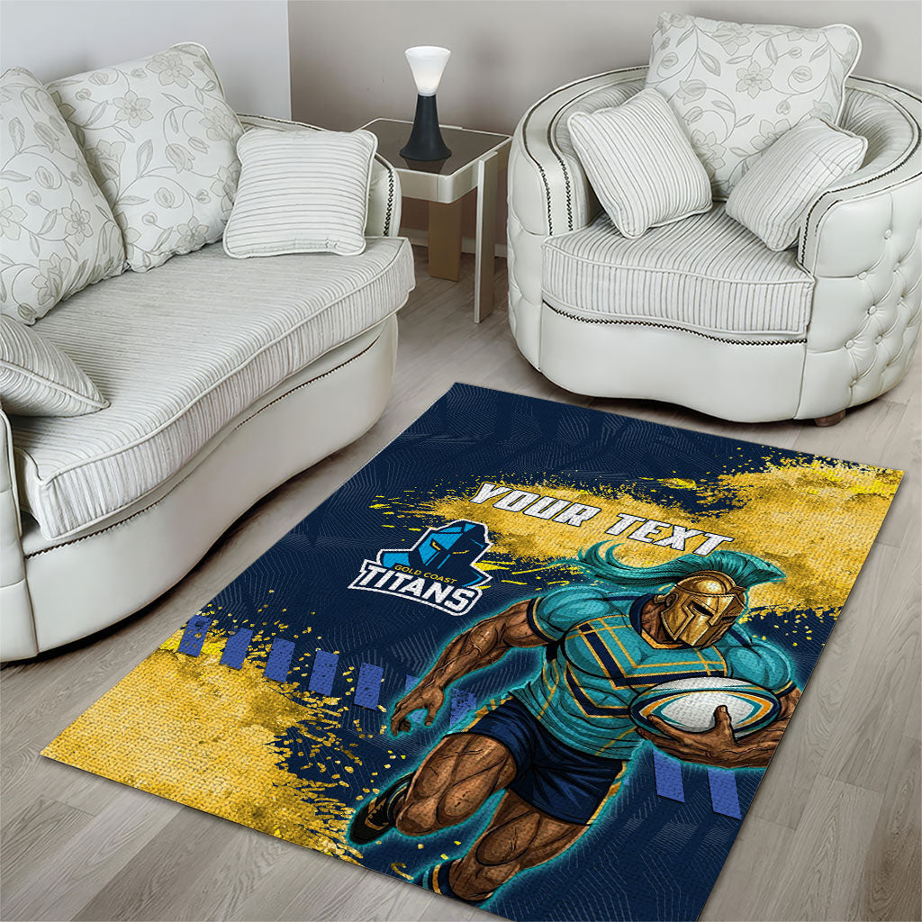 Personalised Gold Coast Titans Rugby Area Rug Titans Mascot - Sporty Splash Art Style