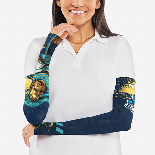 Personalised Gold Coast Titans Rugby Arm Sleeves Titans Mascot - Sporty Splash Art Style
