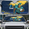 Personalised Gold Coast Titans Rugby Auto Sun Shade Titans Mascot - Sporty Splash Art Style