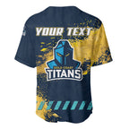 Personalised Gold Coast Titans Rugby Baseball Jersey Titans Mascot - Sporty Splash Art Style