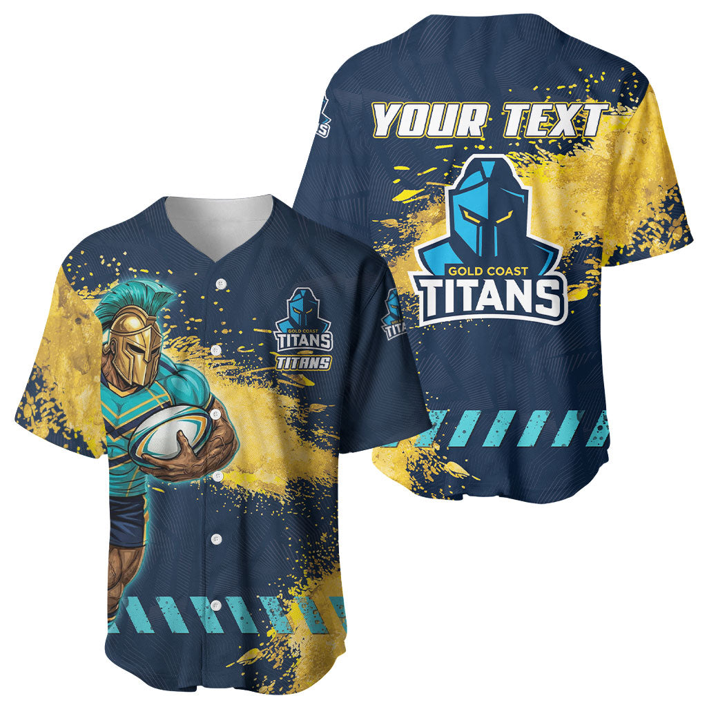 Personalised Gold Coast Titans Rugby Baseball Jersey Titans Mascot - Sporty Splash Art Style
