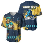 Personalised Gold Coast Titans Rugby Baseball Jersey Titans Mascot - Sporty Splash Art Style