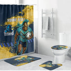 Personalised Gold Coast Titans Rugby Bathroom Set Titans Mascot - Sporty Splash Art Style