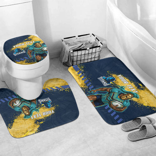 Personalised Gold Coast Titans Rugby Bathroom Set Titans Mascot - Sporty Splash Art Style