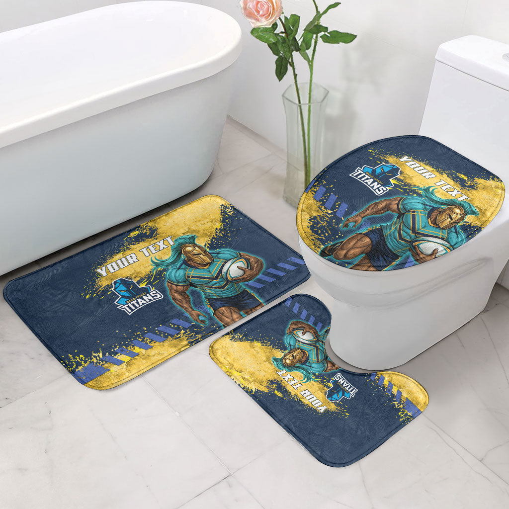 Personalised Gold Coast Titans Rugby Bathroom Set Titans Mascot - Sporty Splash Art Style