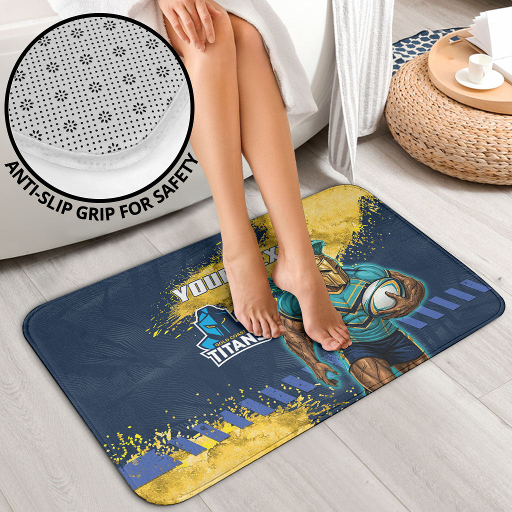 Personalised Gold Coast Titans Rugby Bathroom Set Titans Mascot - Sporty Splash Art Style