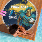 Personalised Gold Coast Titans Rugby Beach Blanket Titans Mascot - Sporty Splash Art Style