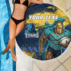 Personalised Gold Coast Titans Rugby Beach Blanket Titans Mascot - Sporty Splash Art Style