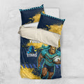 Personalised Gold Coast Titans Rugby Bedding Set Titans Mascot - Sporty Splash Art Style