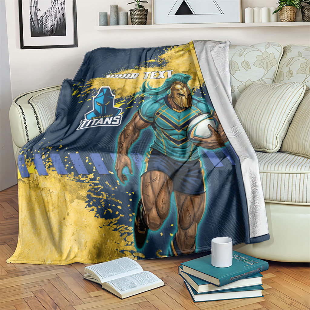 Personalised Gold Coast Titans Rugby Blanket Titans Mascot - Sporty Splash Art Style