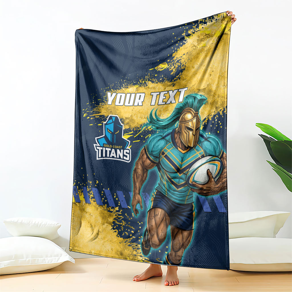 Personalised Gold Coast Titans Rugby Blanket Titans Mascot - Sporty Splash Art Style